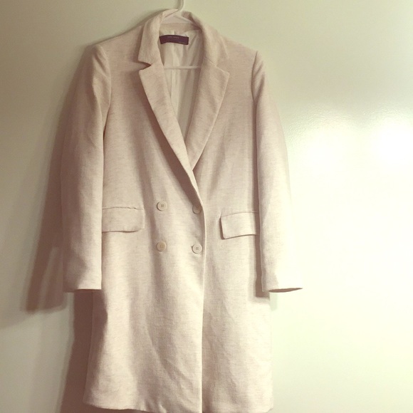 Zara Jackets & Blazers - Zara basics long linen blazer 4 buttons off white